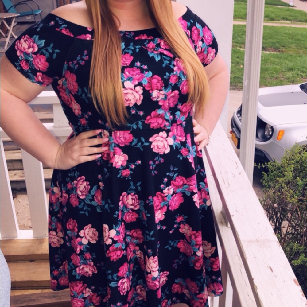 Torrid Black and Pink Floral Mini Dress
